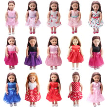 18 inch Girls doll dress Princess print evening gown+ belt American newborn skirt Baby toys fit 43 cm baby dolls c78 2024 - buy cheap