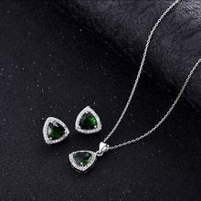 Green  CZ jewelry suit really women love triangle stud earrings and necklace with green stones 2024 - buy cheap