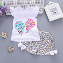 Комплект из 2 предметов для маленьких девочек, футболка с надписью «Lolly» + короткие штаны, летний комплект одежды для девочек 5 лет, roupa menina 2024 - купить недорого