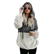 New Plush Warm Hoodie Women Long Sleeve Autumn Winter Keep Warmth Sweatshirt Casual Splicing contrast Tracksuit Pullover Female 2024 - buy cheap