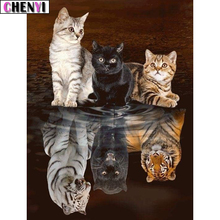 CHENYI Diy Diamond Embroidery 5D Diamond Painting Cat Tiger and Leopard Diamond Art Of Rhinestones Paint By Numbers Decor Home 2024 - buy cheap