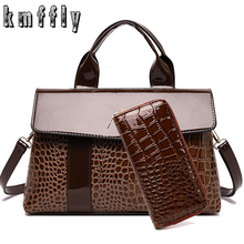 Luxurious Ladies Handbags Two-piece Designer Leather Women Bags Crocodile Pattern Tote For Lady Fashion Shoulder Crossbody Bag 2024 - buy cheap