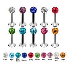 1pc  Surgical Steel colorful Ferido Ball epoxy CZ gem ball labret lip Ring Epoxy Ear Cartilage Stud piercing Jewelry 2024 - buy cheap