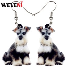 WEVENI Acrylic Cartoon Sitting Schnauzer Dog Earrings New Long Dangle Drop Trendy Animal Jewelry For Women Girls Cartoon Charms 2024 - buy cheap