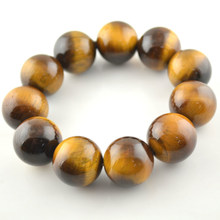 8 Inch Men Jewelry 18~20mm Natural Tiger Eyes Round Stone Beads Stretch Bracelets 2024 - buy cheap