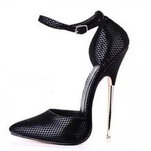 Ultra 16CM High Heels Pumps Pointed Toe Ankle Strap Cut-out Metal Heels Women Dress Shoes Sexy Thin Heels Wedding Party Shoes 2024 - buy cheap