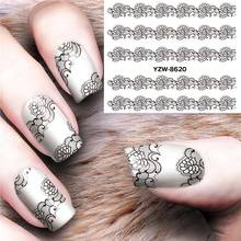 1PCS White Black Nail Stickers Water Transfer Decals Lace Flowers Butterfly Slider for Nail Art Decoration Manicure 2024 - buy cheap