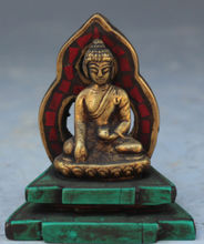 Tibet Buddhism Copper Turquoise Coral Shakyamuni Sakyamuni Buddha Statue 2024 - buy cheap