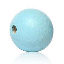 DoreenBeads Wood Spacer Beads Round Light blue About 25mm(1") Dia, Hole: Approx 5.4mm-5.9mm, 4 PCs 2024 - buy cheap