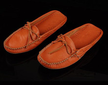 2018 Fashion Men Slippers Half Male Sandal  brand Outer wear summer breathable slippers tassel Mesh orange Genuine leather 2024 - buy cheap