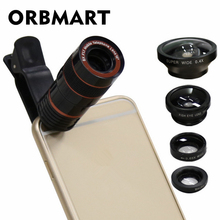 Объектив ORBMART 5 в 1 Телескоп 8X 0,4x Супер Широкий Рыбий глаз широкоугольный Макрос для iPhone Samsung HTC Xiaomi Мобильный телефон Camera 2024 - купить недорого