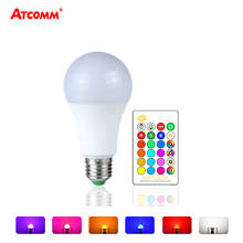 Dimmable E27 RGBW LED Bulb 10W 15W 85-265V E27 RGB LED Spotlight Light A60 Globe Bubble Ball bombillas+24 Key Remote Controller 2024 - buy cheap