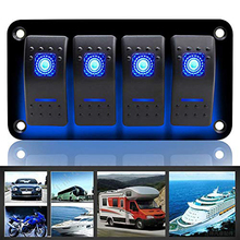 12V 24V 4 Gang Rocker Switch Panel Dual LED Light Bar Car Caravan Marine Boat RV Blue Red Green 2024 - buy cheap