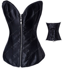 Black ZIP Overbust Corset Bustier TOP Club Dress Costume S M L XL 2XL N34 2024 - buy cheap