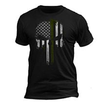 Camiseta táctica militar de patriótica de EE. UU., camiseta fina de calavera de línea verde del ejército 2024 - compra barato