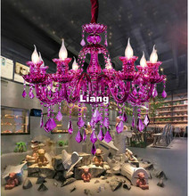 Бесплатная доставка, пурпурная люстра в европейском стиле, декоративная, для современной гостиной, для свечей, для дома, Подвесная лампа, Хрустальная люстра 2024 - купить недорого