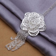 Silver plated Jewelry Pendant Fine Fashion Cute   Rose Flower Necklace Top Quality CP318 2024 - buy cheap