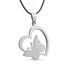 Fashion necklaces heart butterfly Pendant Stainless Steel necklaces & pendants jewelry for women Valentine's Day gift 2024 - buy cheap