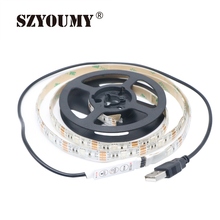 SZYOUMY 1 м USB Светодиодные ленты света 5 V 5050 SMD IP65 Водонепроницаемый RGB гибкий ТВ фон гирлянда 15 шт./лот 2024 - купить недорого