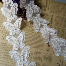 1 yard White Butterfly Flower Soluble Organza Lace Trim Wedding Embroidered Handmade Patchwork Ribbon Sewing Supplies Craft 2024 - buy cheap