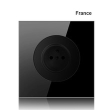 EU France Germany UK socket Full set of 86 type 1 2 3 4 gang 1 2way black mirror glass wall switch LED light switch Industry 2024 - buy cheap