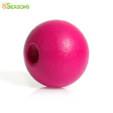 8SEASONS Hinoki Wood Spacer Beads Round Fuchsia About 10.0mm(3/8")Dia,Hole: Approx 3.0mm,200 PCs 2016 new 2024 - buy cheap