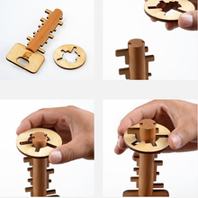Деревянная игрушка головоломка для разблокировки ключей Классическая забавная игрушка Kong Ming Lock интеллектуальная развивающая игрушка для детей и взрослых 2024 - купить недорого