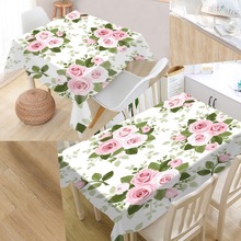 Custom Elegant Rose Pattern Table Cloth Oxford Print Rectangular Waterproof Oilproof Table Cover Square Wedding Tablecloth 2024 - buy cheap