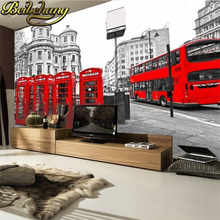 Beibehang-mural 3d personalizado, Vintage, autobús rojo, coche nostálgico, dormitorio británico, pared de TV, papel pintado con foto 3d de papel para sala de estar 2024 - compra barato