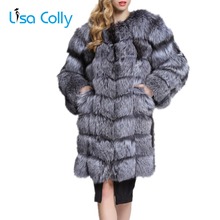 Lisa colly casaco feminino para inverno, jaqueta de pele de raposa falsa, manga comprida, cinza, sobretudo 2024 - compre barato