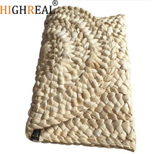 HIGHREAL Straw Knitted Women Clutch Elegant Female Braided Handbag Envelope Hasp Beach Bag For Ladies 2022 - buy cheap