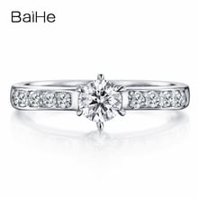 BAIHE Solid 10K White Gold(AU417) Certified About 0.25ct Round Trendy 100% Moissanite Engagement Women Fine Jewelry Gift Ring 2024 - buy cheap