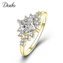 Charm Square Stone Ring Gold Color Crystal Rings For Women Wedding Female Jewelry Anel Band Bijoux Bague anillos mujer Hot dm157 2024 - buy cheap