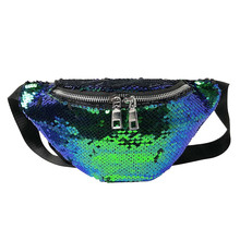 Women Sequin Fanny Pack Fashion Female Waist Bag 2019 New Chest Pouch Shoulder Bag Glitter Bum Belts Bags Waist Packs 2024 - buy cheap