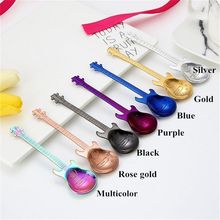 Silver fashion cute coffee spoon stainless steel guitar spoon coffee and teaspoon tableware drinking stirring spoon creative g 2024 - buy cheap