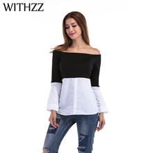 WITHZZ Spring Autumn Woman's Top Colorblocked Collar Long-sleeved T-shirt T Shirt Female Tshirt for Women Harajuku 2024 - buy cheap