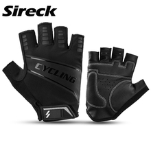 Sireck Men Outdoor Sports Leather Palm Half Finger Shockproof Cycling Gloves Bike Road Anti-slip Gloves Bicycle Black 2024 - buy cheap