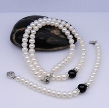 Fashion Black Color Classical Freshwater Pearl Jewelry Set, Necklace/Bracelet Jewellery Set Accessory Charms+Free Shipping 2024 - buy cheap