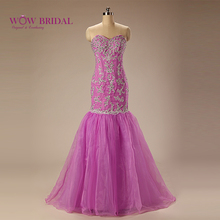 Wowbridal Graceful Purple Evening Dress 2021 Sweetheart Strapless Sequins Embroidery Beaded Chiffon Mermaid Ruffles Long Dress 2024 - buy cheap
