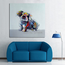 De gran tamaño Cuardros decoración cuadro de pinturas al óleo Poster perro Adorable pintura al óleo de animales en la lona para la decoración del hogar 2024 - compra barato