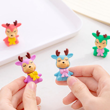 48 pc/lot Creative Cartoon Coloured Deer  animal rubber eraser/ stationery for children students/nice gift eraser/wholesale 2024 - buy cheap