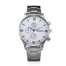 Migeer relógio de pulso analógico de aço inoxidável de cristal de quartzo dos homens da forma pulseira reloj deportivo hombre a1 2024 - compre barato