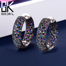 GODKI Luxury Round Circle Cubic Zirconia Statement Hoop Earrings For Women Wedding DUBAI Earrings Jewelry Accessories 2018 2024 - buy cheap