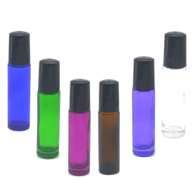 1pcs Empty 10ml Roller Glass Bottle Fragrance Perfume Essential Oil Colorful Bottle Roll-On Black Plastic Cap 2024 - buy cheap