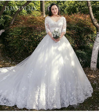 Half Sleeves Vestido De Noiva Lace Gowns Wedding Dress Train Custom-made Plus Size Bridal Tulle Mariage 2024 - buy cheap