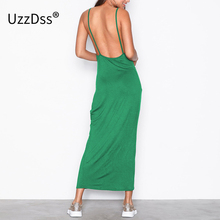UZZDSS-Vestido largo playero de mujer, vestido largo liso con tirantes finos y cuello redondo sin espalda para verano y playa 2024 - compra barato