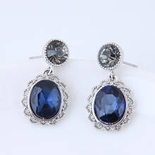 luxury blue cristal studs Earrings crystal earrings for women Boucle d'oreille silver earrings fashion jewelry 2024 - buy cheap
