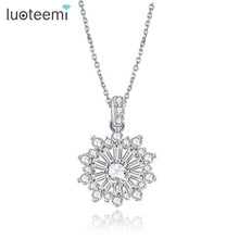 LUOTEEMI  Fashion  White Gold-Color with AAA Cubic Zirconia Imitation  s Pendant Necklace For Women Wedding Bijoux 2024 - buy cheap