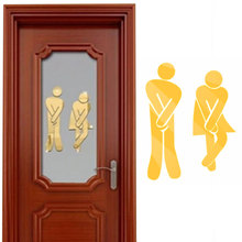 3D знаки зеркальные настенные наклейки для входной двери туалета для мужчин и женщин настенное украшение 2024 - купить недорого