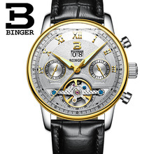 Часы BINGER/2016 мужские роскошные брендовые механические часы с турбийоном модные деловые спортивные повседневные наручные часы Мужские часы 2024 - купить недорого